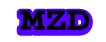 Name icon 'MZD' with black font, thick blue violet outline, and a secondary white outline.