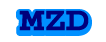 Name icon 'MZD' with navy font, thick skyblue outline, and a secondary white outline.