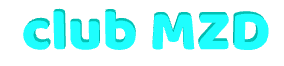 mint colored text 'club MZD' wiggling back and forth.
